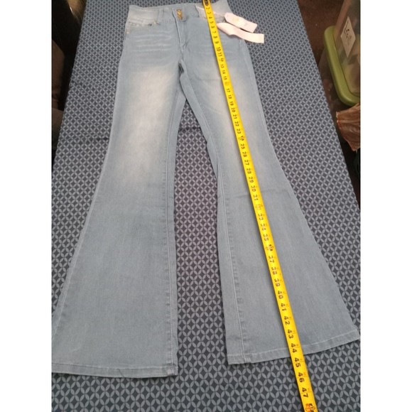 WAIST 29 INCHES SIZE 7 FLARED JEANS STRETCH DENIM, PUSH UP BLUE 7-3 CTP1201 SZ7 - Picture 10 of 11
